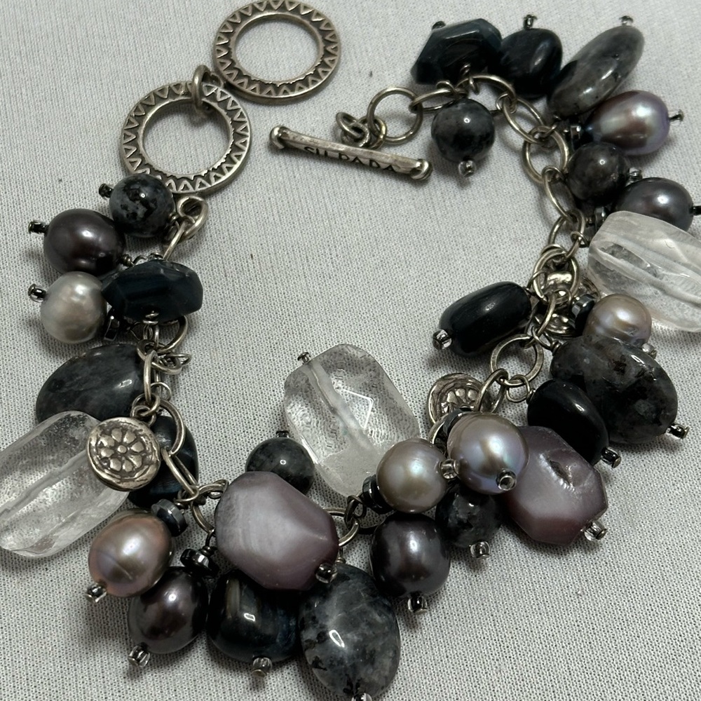 Silpada Sterling Silver cha cha bracelet with gray stones crystals and pearls - Picture 4 of 4